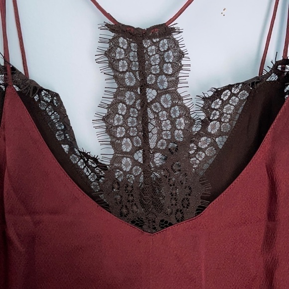 𝅺new Armani Exchange Burgundy Silk Lace Cami Top US XS - Picture 6 of 7